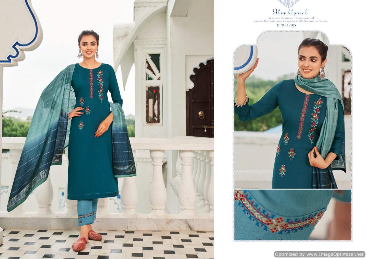 Kivi Rajwadi Festive Wear Designer Kurti With Pant And Dupatta Collection